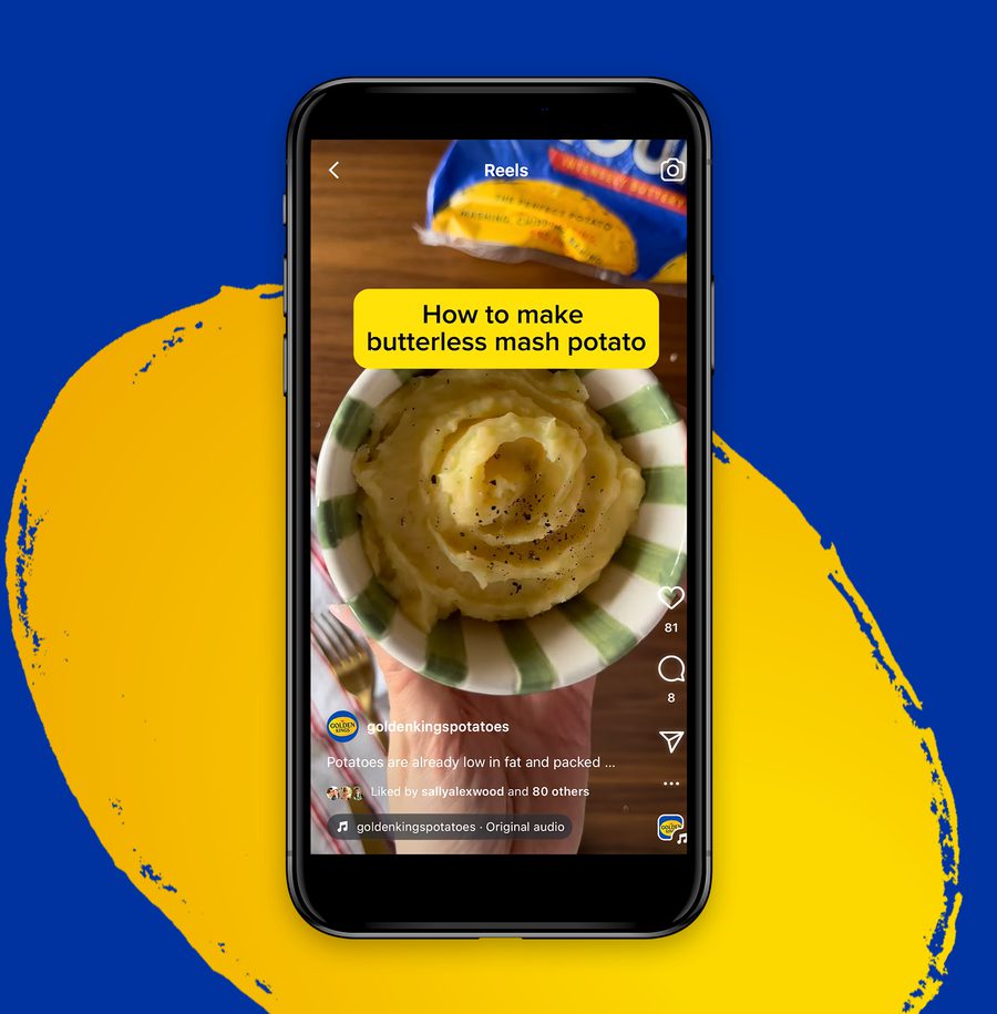 Smartphone displaying a TikTok video titled "How to make butterless mash potato" with a bowl of mashed potatoes inside.