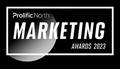 A promotional logo for the Prolific North Marketing Awards 2023 featuring bold text in a rectangular frame.