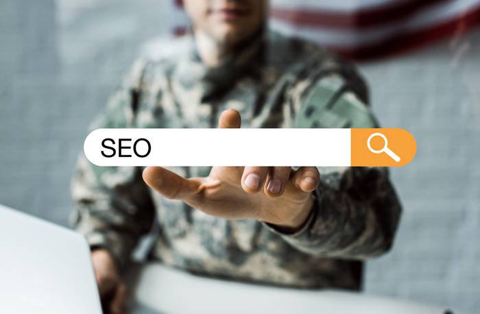 An internet search bar featuring the letters SEO