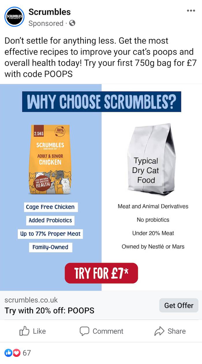 Example of ad showing product features.