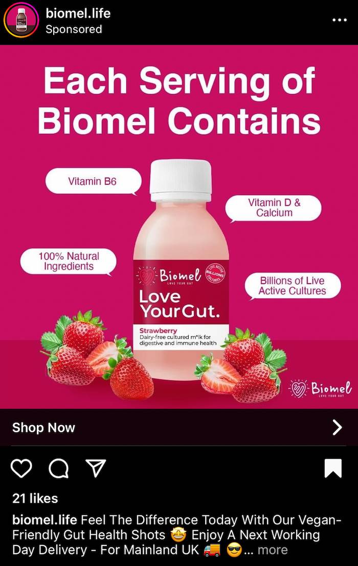 Example of ad showing product features.