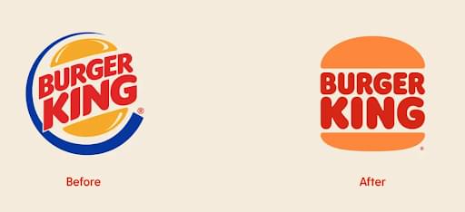 Two versions of the Burger King Logo, one using modern type and graphics, the other a more stripped back, vintage style burger and font.