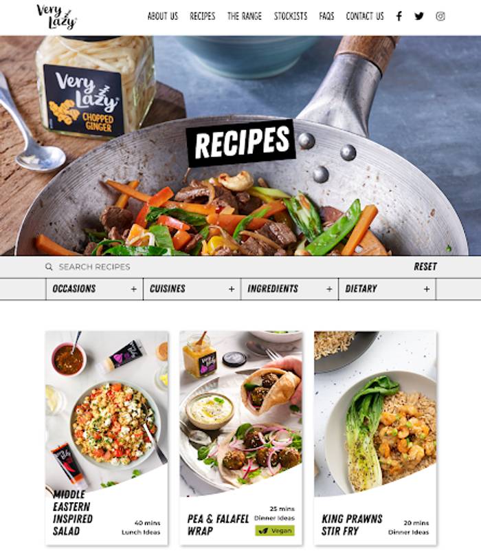 A screenshot of very lazy food recipes