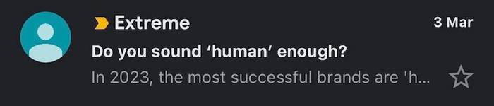 An example of an attention grabbing, short snappy email subject line.