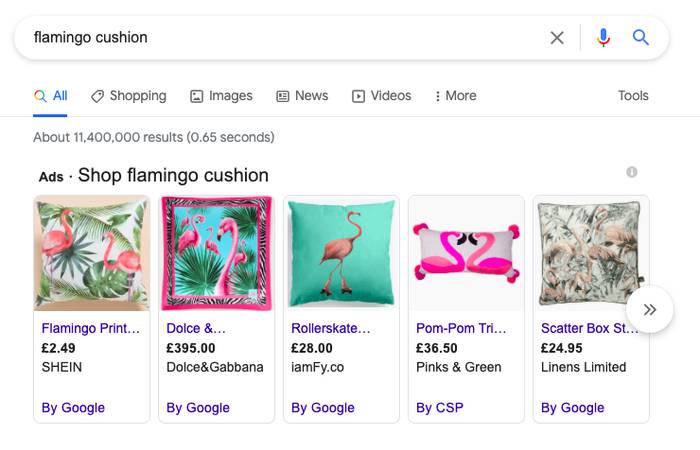 Google Shopping interface.