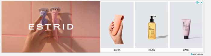An advert for women's razors and beauty products.