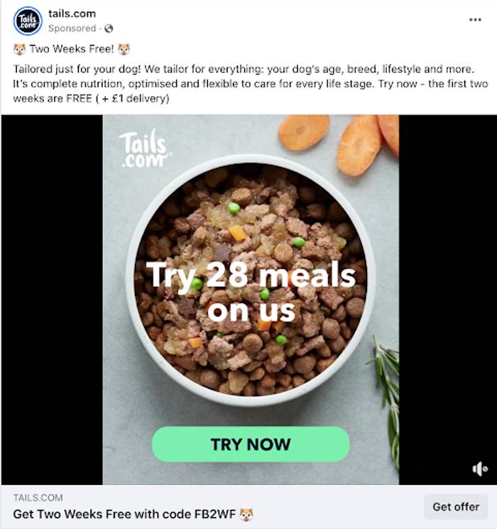 Tails.com pet food advert