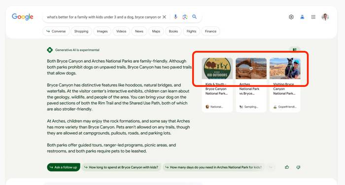 Screenshot of an SGE result with the tile images highligthed