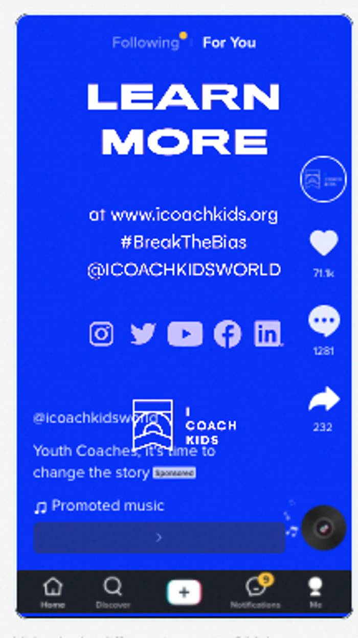 An example of a TikTok advert with too much text