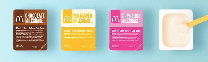 Milkshake sauce packets.