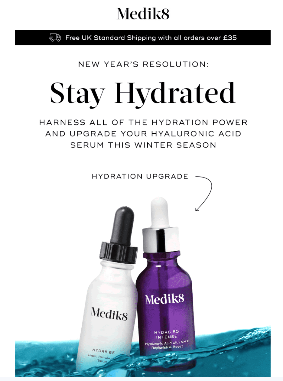 Medik8 Winter hydration campaign promoting skin care products