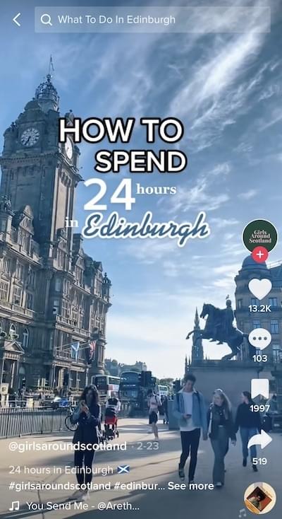 @girlsaroundscotland TikTok video about Edinburgh.