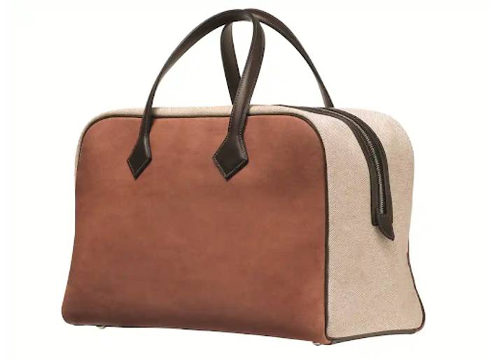 A brown vegan leather handbag