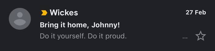 An email from Wickes with good length of subject line and preview text, thus avoiding being cut off.