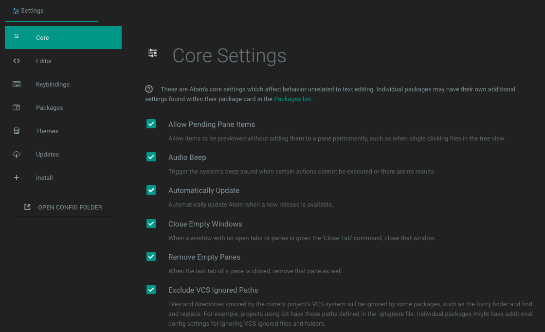 Atom Settings