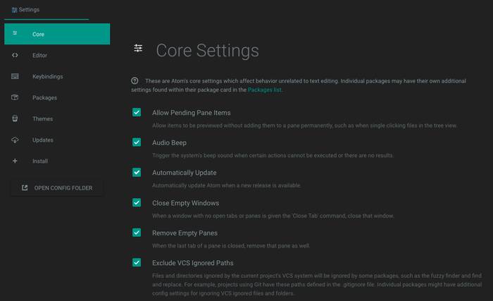 Atom Settings