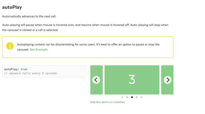 Auto-playing content can be disorientating for some users. It's best to offer an option to pause or stop the carousel.