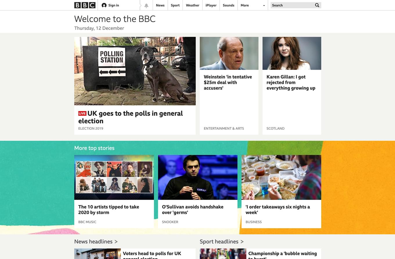 BBC homepage.