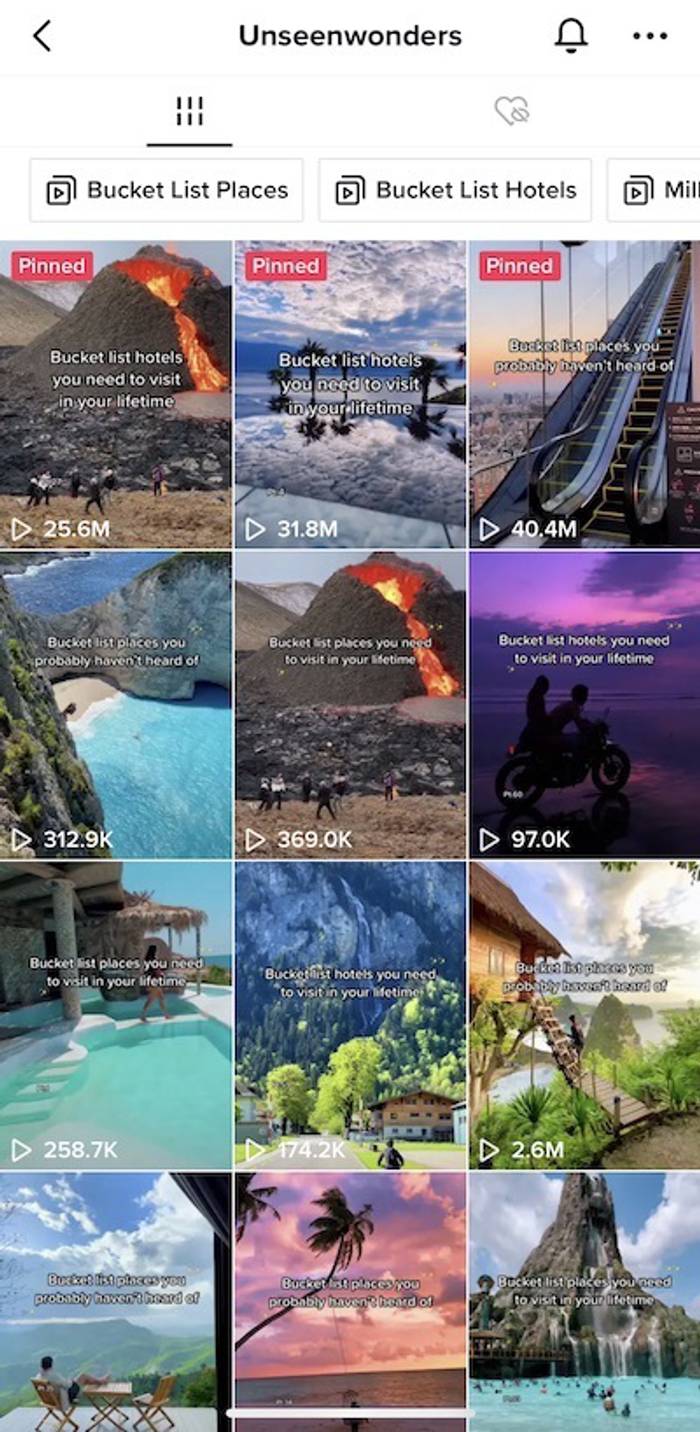 UnseenWonders TikTok feed.