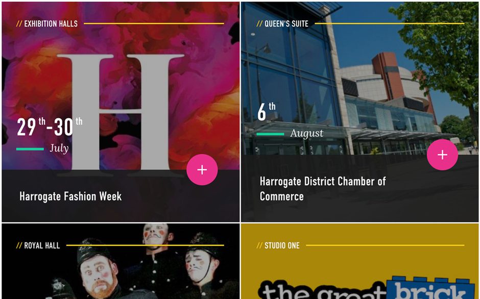 A collage of six event posters, each with images and details for various cultural, music, and film events in a grid layout, with bright colours and modern design.