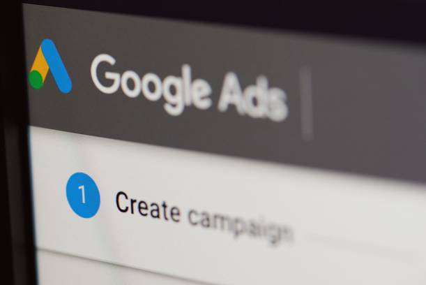 Google Ads homepage with a focus on the "Create campaign" button on the screen.