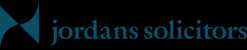 The Jordans Solicitors logo features a stylised abstract symbol next to the company name in blue text.