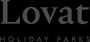 Lovat Holiday Parks logo: "Lovat" in large dark grey serif lettering, with "HOLIDAY PARKS" in smaller spaced capitals beneath.